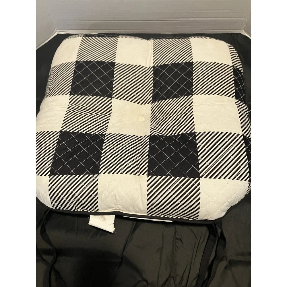 Huntington Home Tufted Dining Chair Cushions (4) Black White Buffalo Check